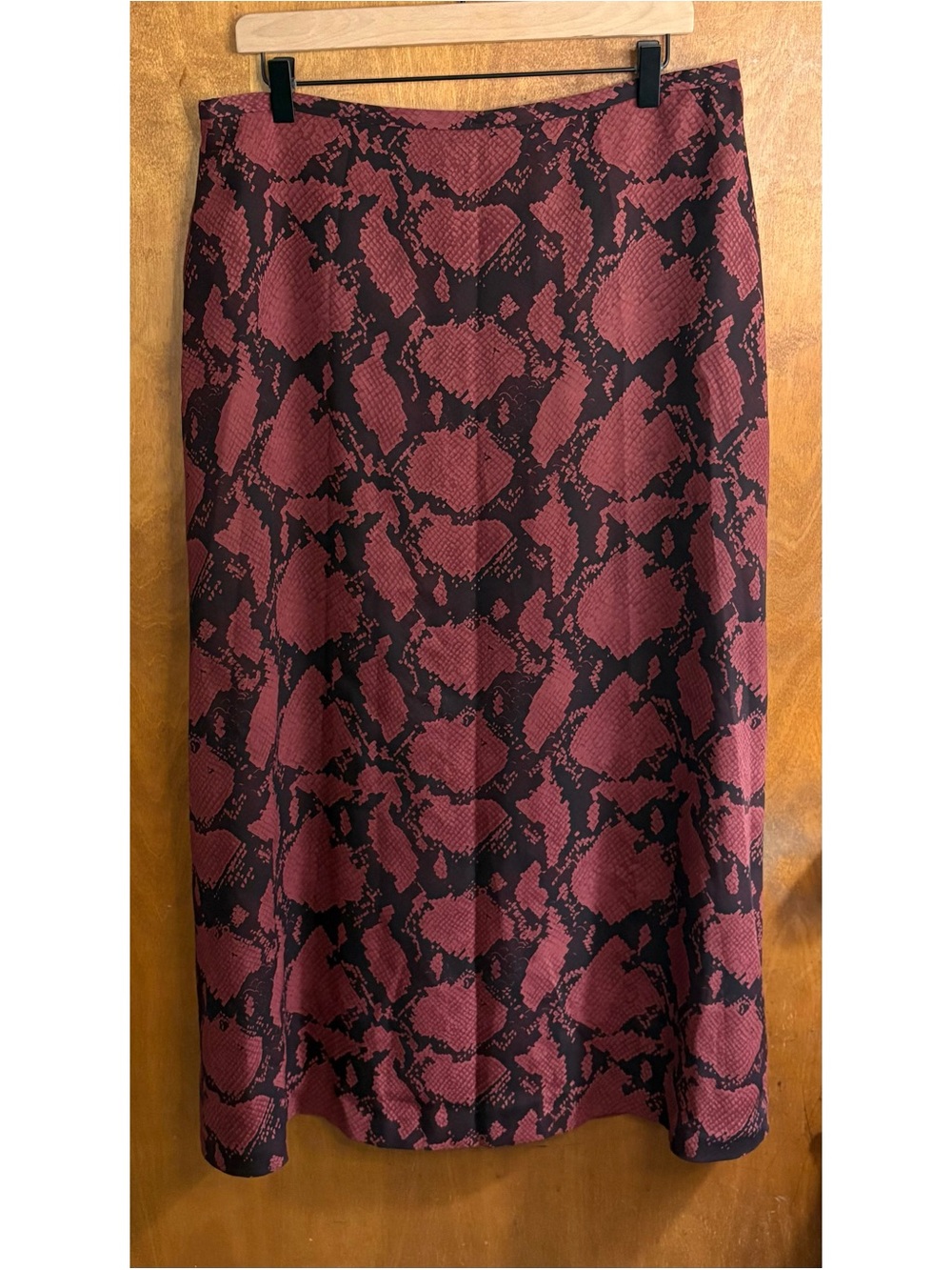 Vintage Red Burgundy Snake Print High Rise Maxi Skirt Y2K Fairy Grunge Goth Boho